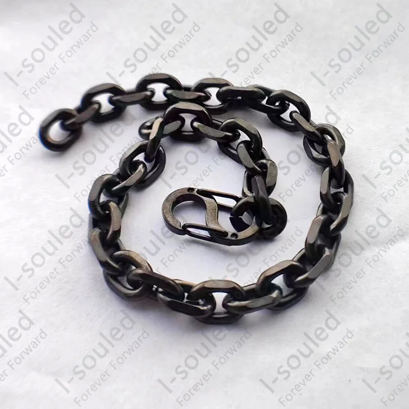 Men\'s Black Titaniun 7MM  Anchor Chain Bracelets Graduation Birthday Gift 2024 New Oval Chain Bracelet