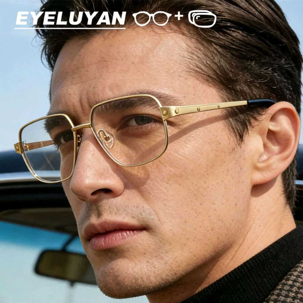 

Pilot Style Prescription Glasses Men Fashion High-quality Titanium Male Anti Blue Light Photochromism Optical Eyeglasses