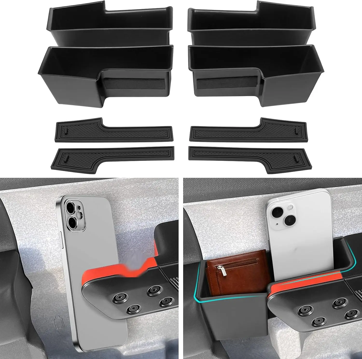 4pcs Door Handle Organizer for Ford Maverick 2022 2023 2024 2025 2026 Accessories Front and Rear Door Side Storage Box Insert Gr