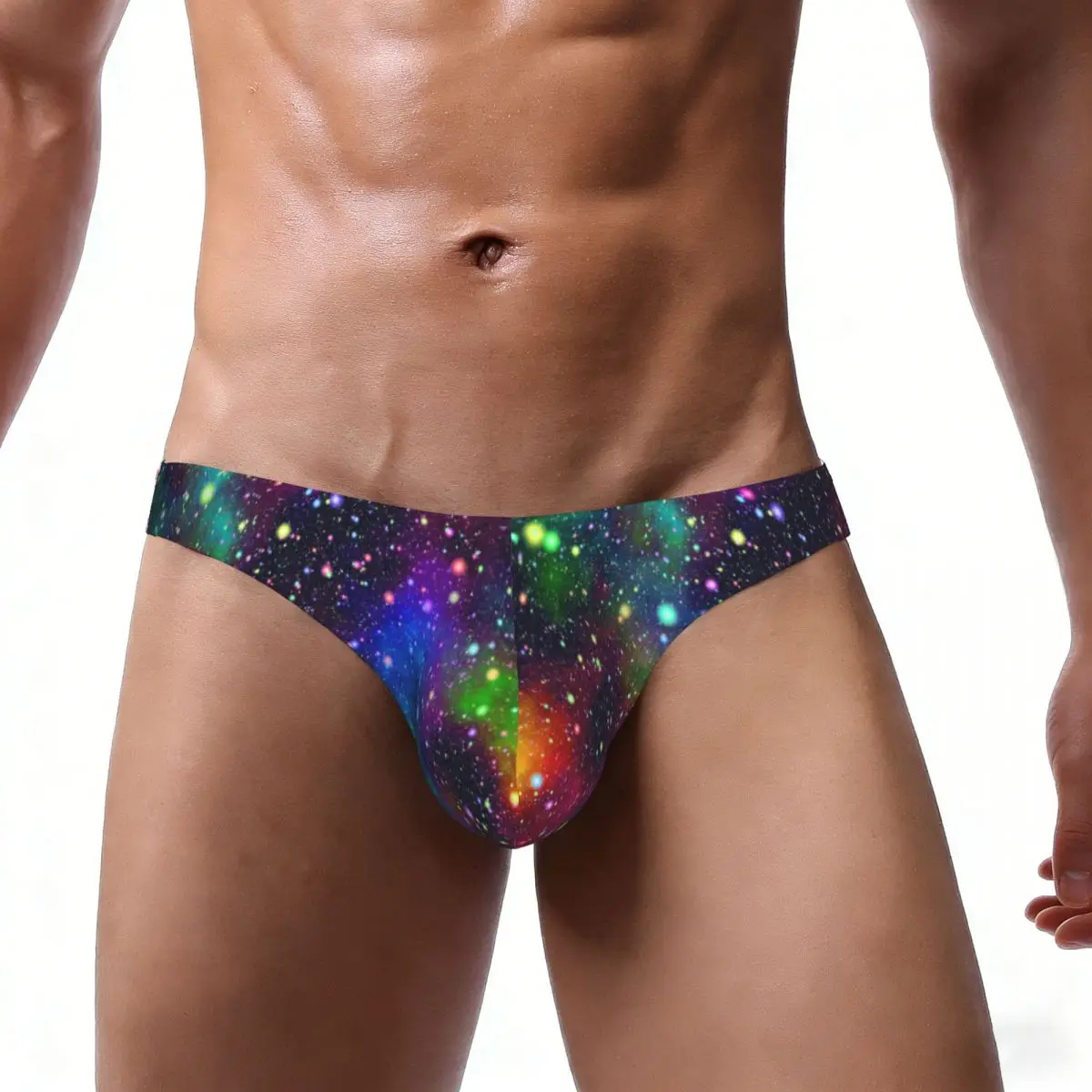 Men's Sexy Briefs Breathable Bikini Nebula Night Starry Sky In Rainbow Colors Men Underpants Low Cut Man Underwear Panties