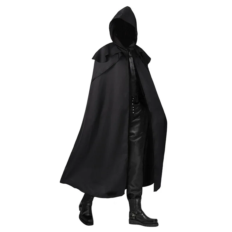 

Medieval Men's Hooded Cloak Gothic Retro Cape Long Robes Knight Pirate Prince Assassin Cosplay Costume Halloween Coat Jacket