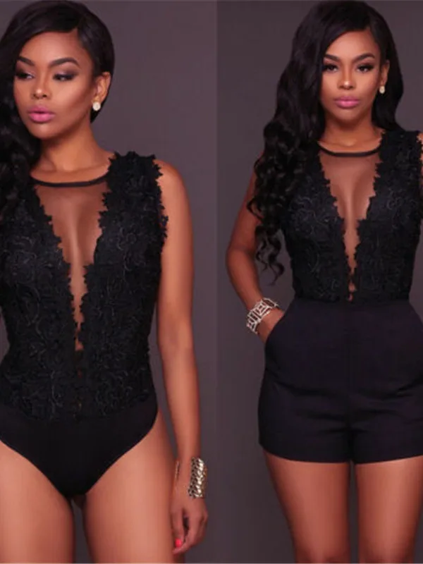 

Боди с глубоким V-образным вырезом и кружевными вставками, однотонные повседневные брюки в уличном стиле, с эластичной талией, из полиэфирного волокна, прямого кроя, летние