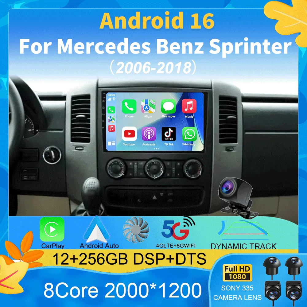 10' Android 16 Car Radio Multimedia Video For Mercedes Benz Sprinter Player GPS Stereo CarPlay+auto WIFI+4G DSP