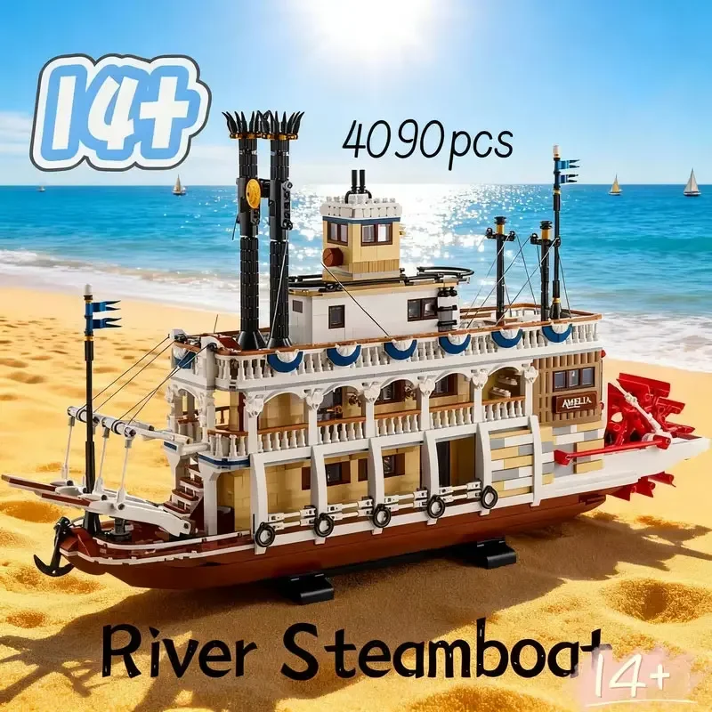 

Креативные строительные блоки в виде реки-памба, модель парового корабля 21356, транспортные сборные кирпичи, игрушки, Рождественский подарок для детей, взрослых мальчиков