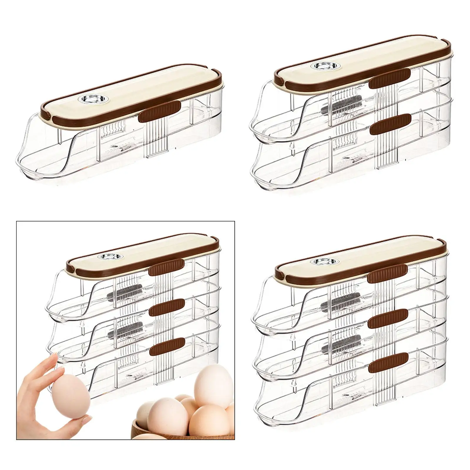 Automatic Egg Roller Organizer Large Capacity Egg Dispenser Auto Rolling for Cabinet Refrigerator Restaurant Kitchen Cupboard