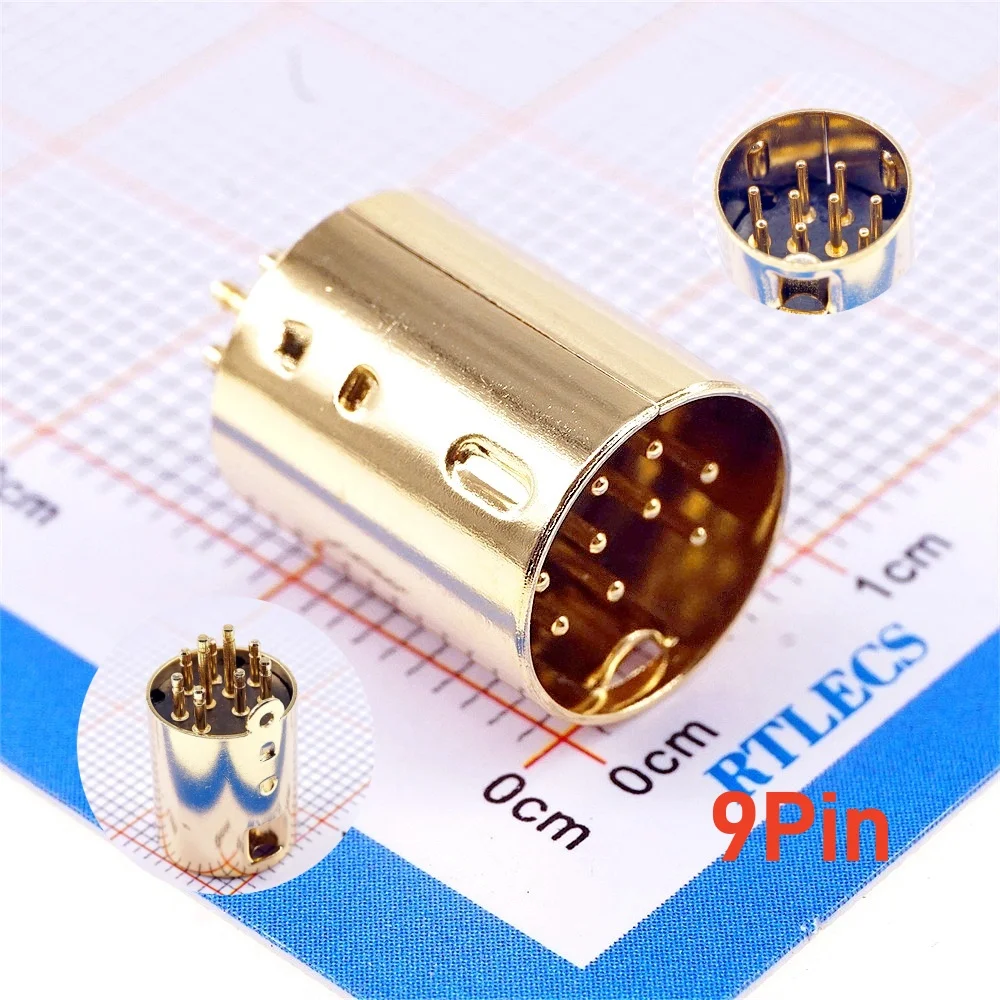 2 10 50 200 Pcs Mini Din Plug 9 10 PIN Circular Connector Male PCB Solder Through Holes Machined Terminals Gold Plated