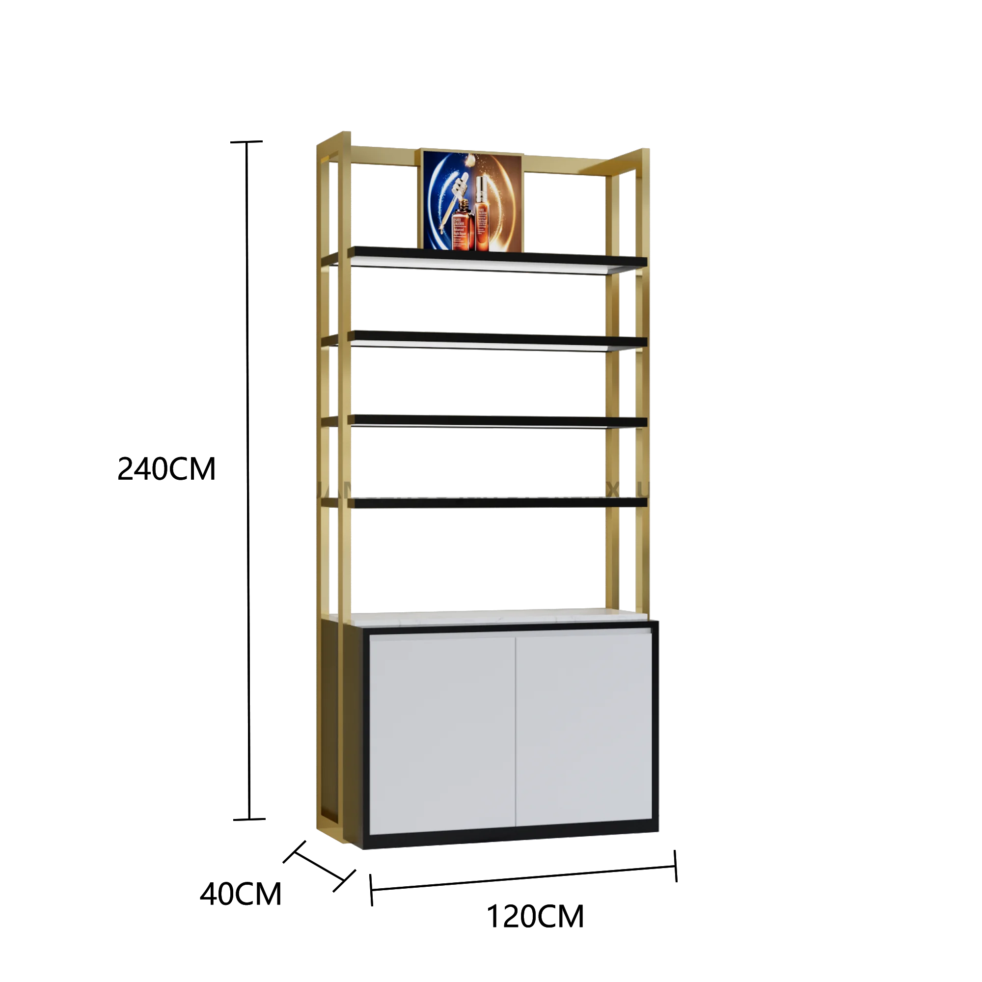 ชั้นวางโชว์สินค้าแบบกำหนดเอง 3 ชั้น ชั้นวางน้ำหอม ชั้นวางของตกแต่ง ชั้นวางจัดระเบียบของใช้ในร้าน ตกแต่งภายในร้านน้ำหอมแบบกำหนดเอง