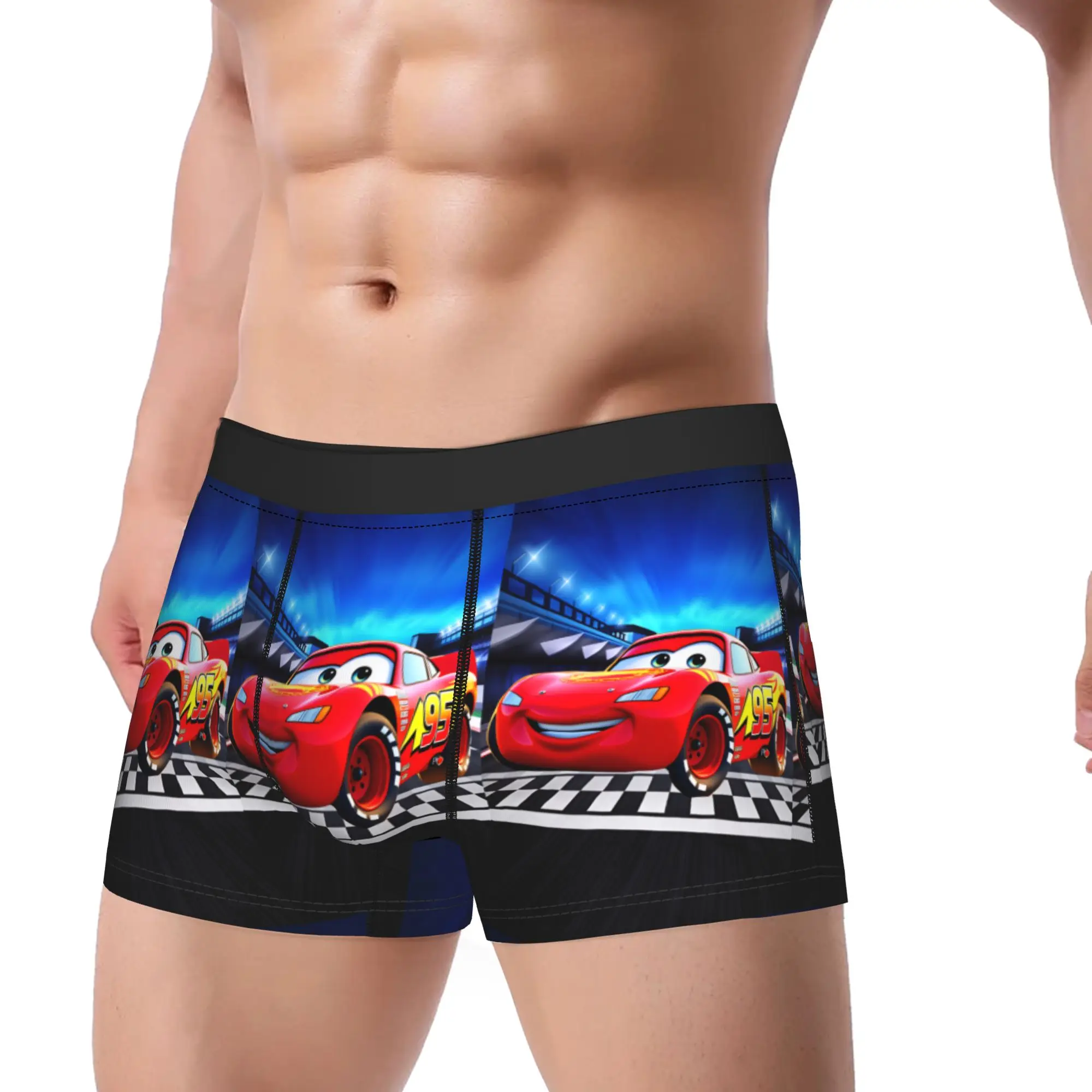 

Lightning McQueen Race Track Finish Underwear Men Shorts Briefs Comfortable Trunk Hot Sale Customs Plus Size Panties