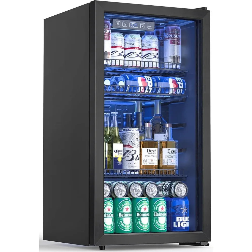 

Beverage Refrigerator and Cooler, Freestanding Drink Dispenser for Soda Beer or Wine,120 Can Mini Fridge with Glass Door
