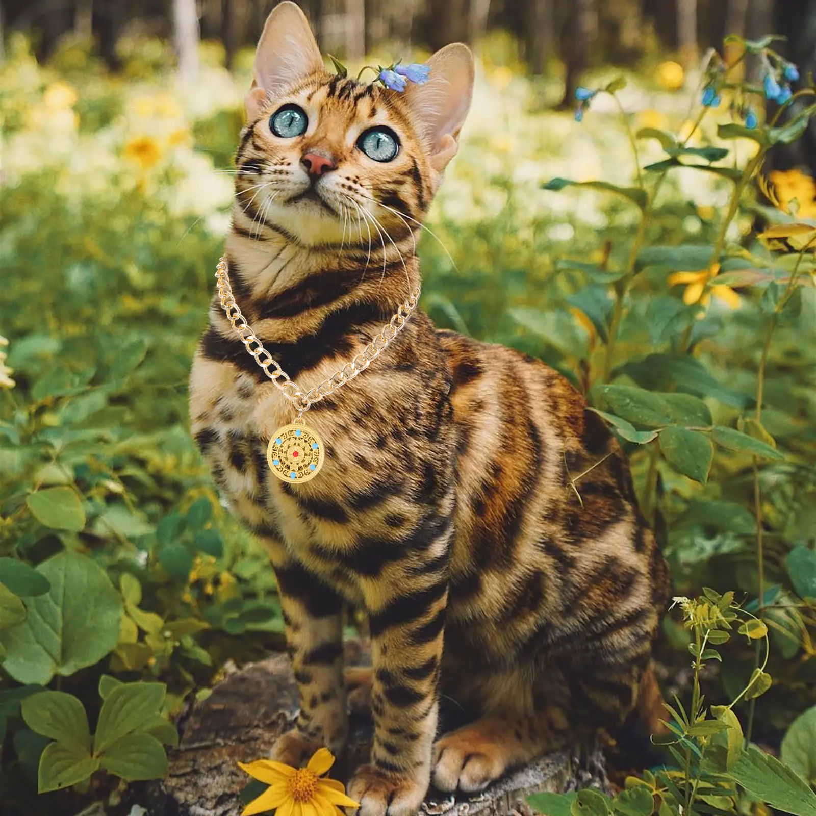 

Chinese Style Pet Metal Longevity Lock Pendant Necklace Dog Cat Collar Spring Festival Pet Jewelry