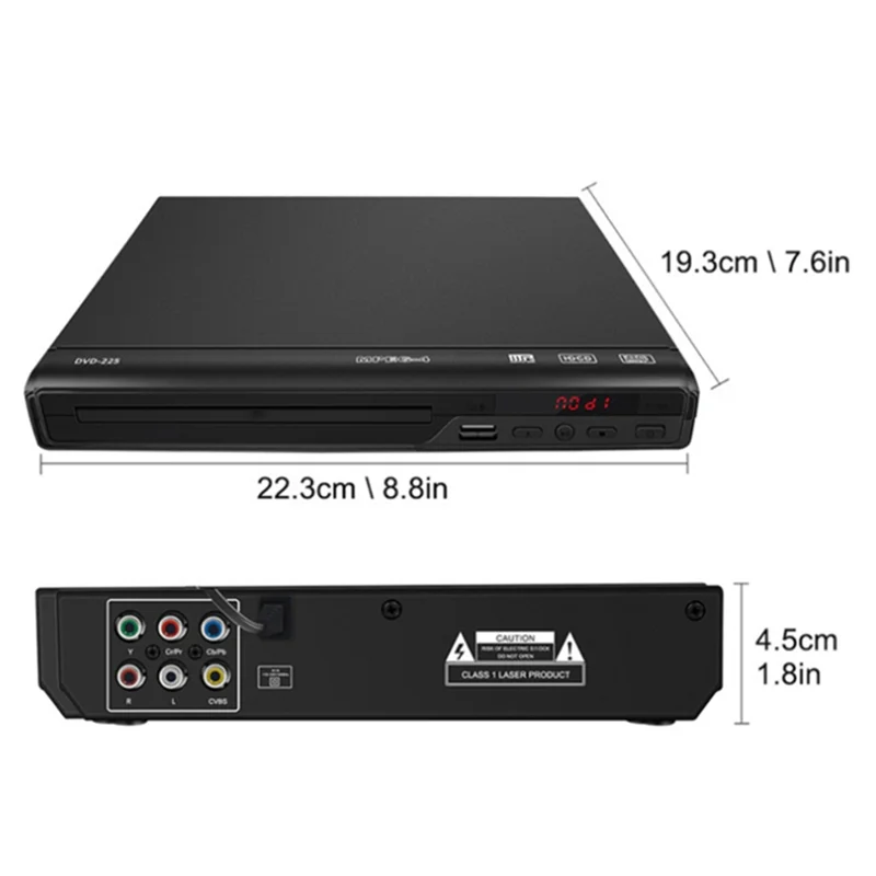 Odtwarzacz DVD FEDI-1080P do telewizora, stacjonarny, z wyjściem AV, USB, najwyższej jakości odtwarzacz dysków, wytrzymały, 2200W, wtyczka EU.