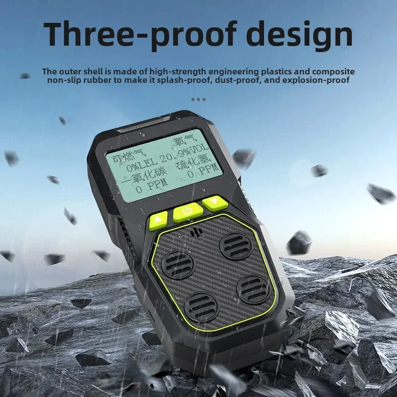 

USB Portable 4-in-1 Gas Detector with CO Oxygen Toxic Combustible Gas Alarm AD