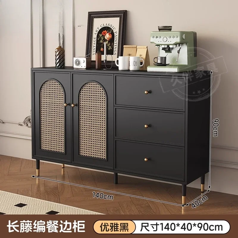 r8.11- Side Cabinet Wall Locker Living Room Tea Cabinet Rattan Coffee Side Cabinet Kitchen Storage