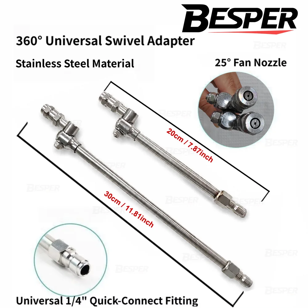 360° Swivel AC Cleaning Wand, 25° Fan Spray Nozzle, 1/4" Quick-Connect, Universal, Wide-Angle Spray for HVAC Coils, Car Cleaning image 5