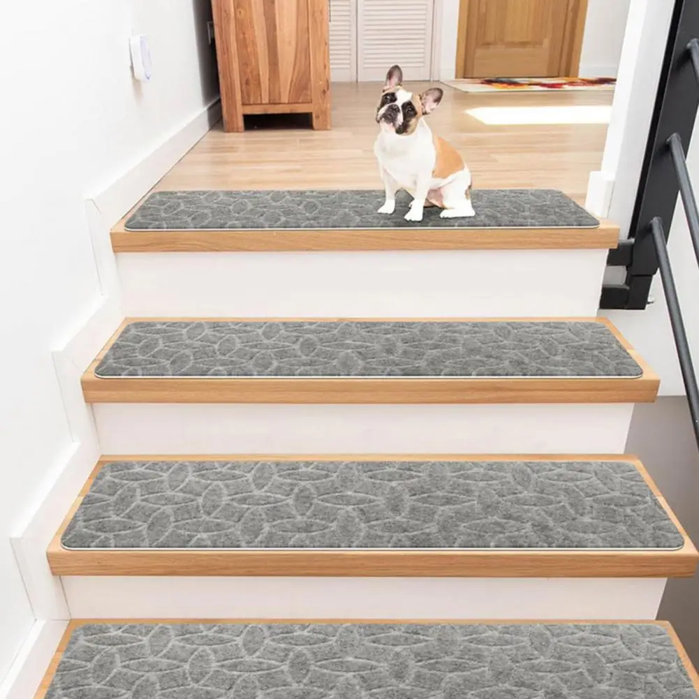 

Stair Foot Mat Reusable Non-slip Stair Mat with Strong Adhesion Easy Installation Embossed Floor Rug for Dorms Homes Washable