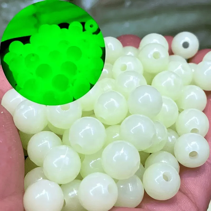 200pcs Soft Rubber Fishing Glow Beads Luminous High Visibility Tools for Ice Sea Saltwater Fishing Lure Rig Stopper Accessories