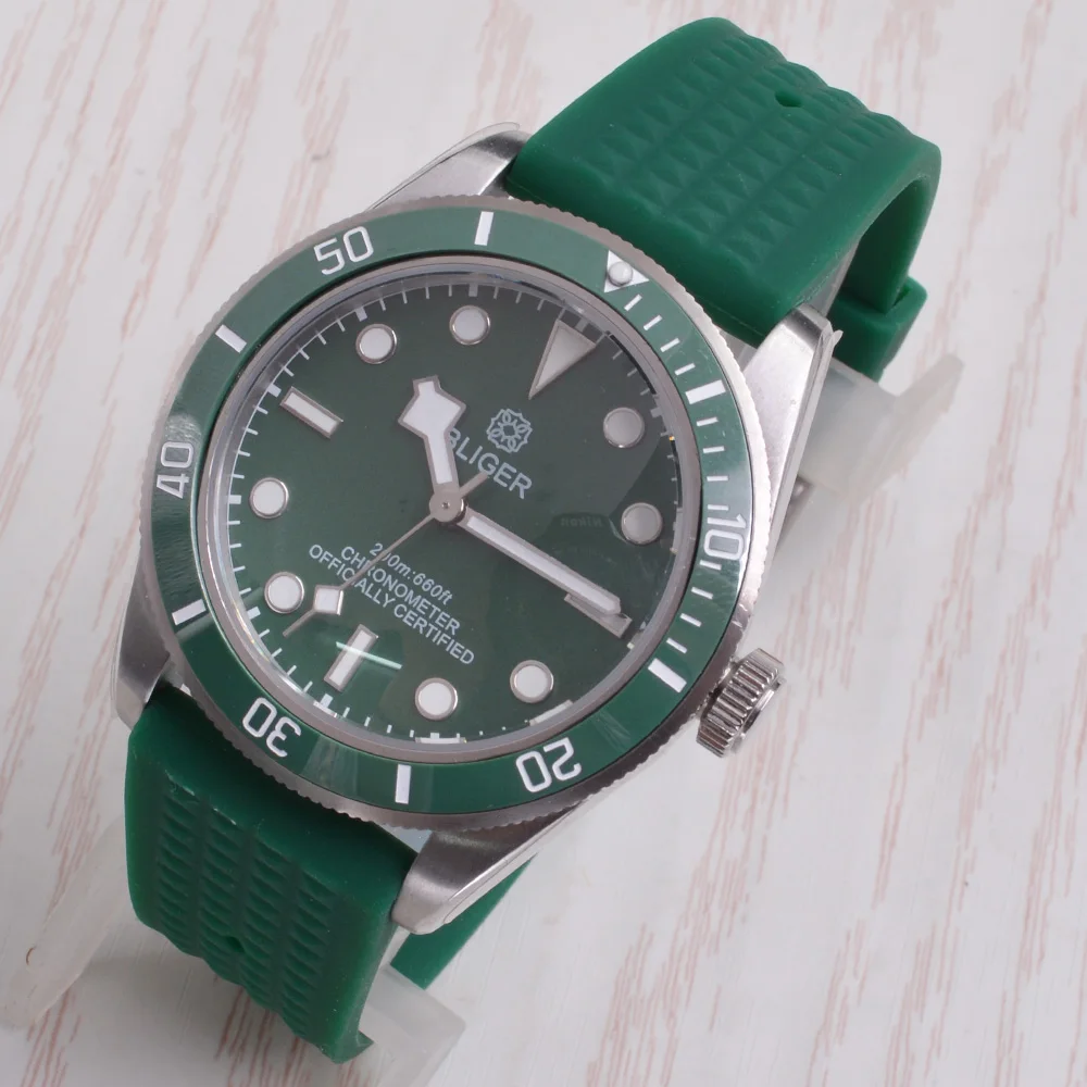 

Bliger 40MM Seiko NH35 Movement Sapphire Glass Stainless Steel Case Green Luminous Casual Men Automatic Mechanical Watch