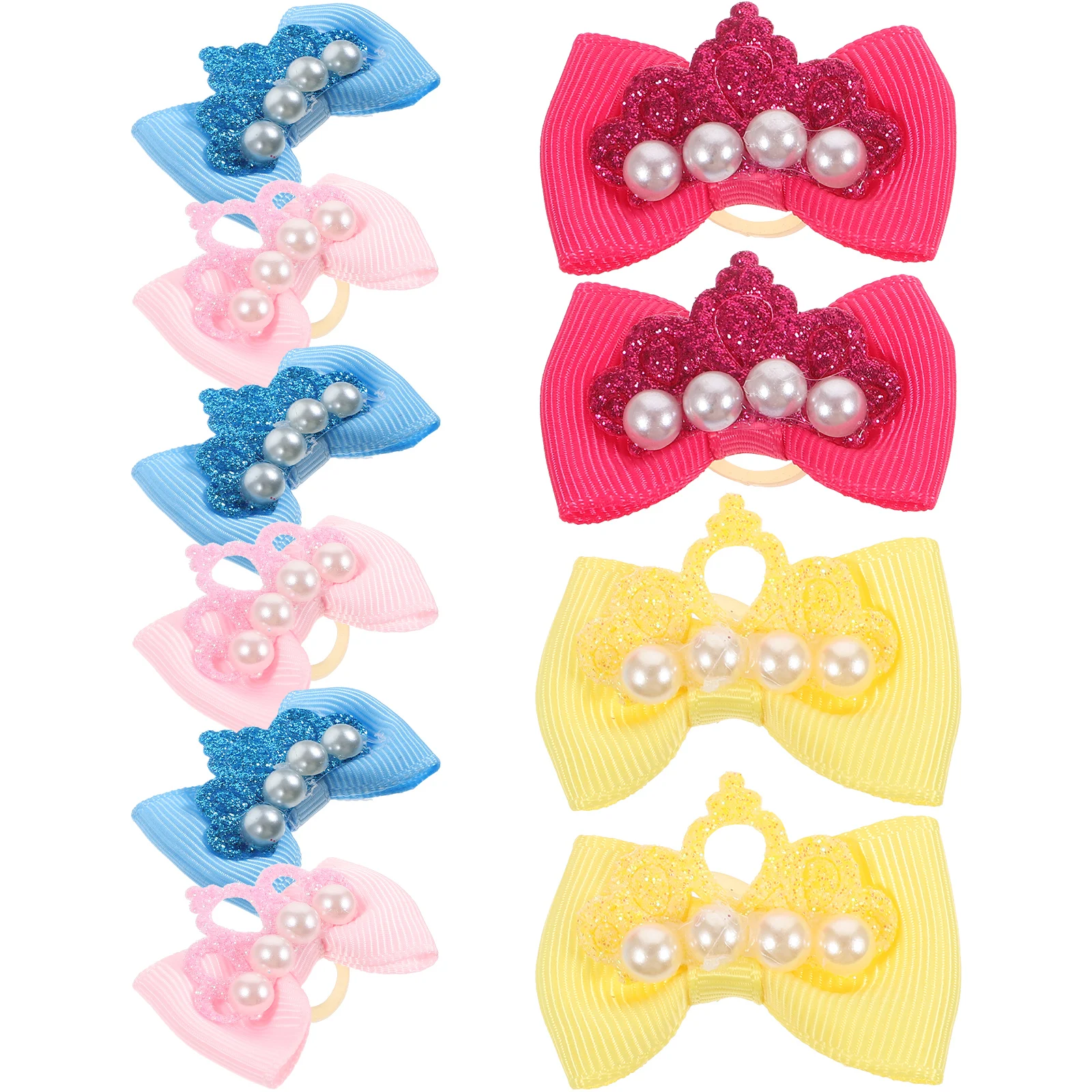 

10 Pcs Dog Hair Bows Pet Head Accessories Rubber Bands Colors for Small Medium Dogs Cats Rabbits Parties Photo Props
