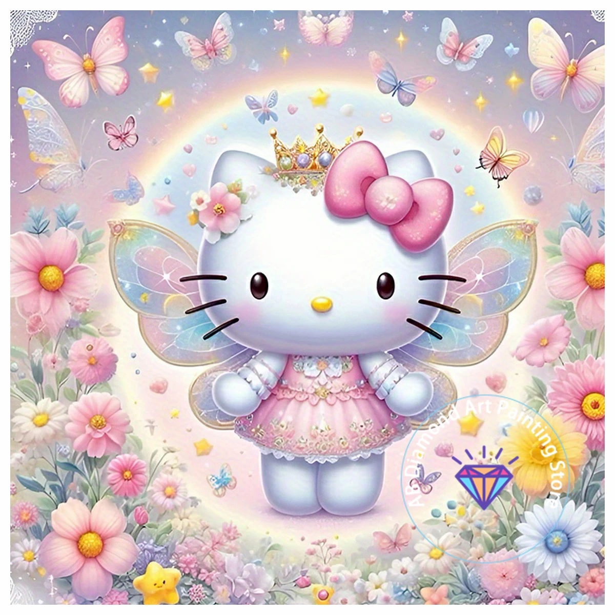 

Sanrio Hello Kitty AB Diamond Painting Kit 5D DIY Diamond Embroidery Cross Embroidery Handmade Art Gift Crafts Home Decoration