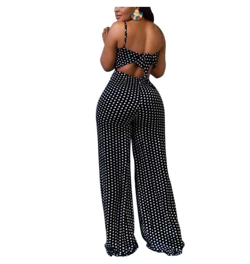 2023 Summer New Fashion Sexy Elegant Popular European and American Women's Spotted Print Wrapped Chest Strap Jumpsuit