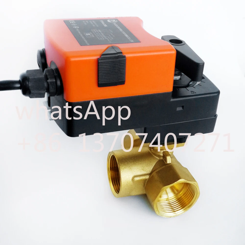 1''  Electric proprotion valve 3 way T port, AC/DC24V Electric regulating valve 0-10V modulating  for flow regulation or on/off