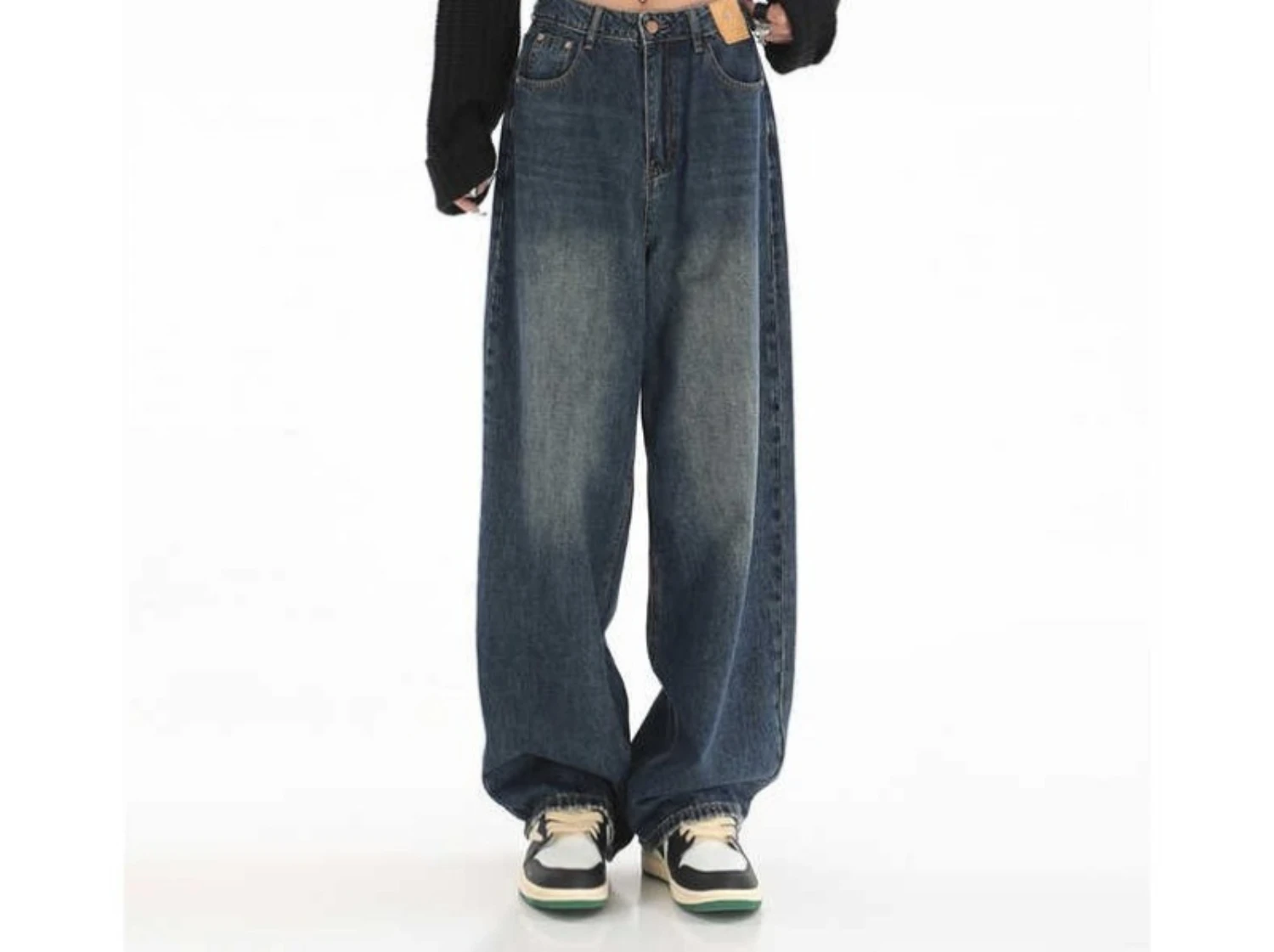 Femme taille haute coupe ajustée jambe large jean femme haute rue Y2k 2025 pantalons décontractés dame mode noir bleu pantalon en Denim ample