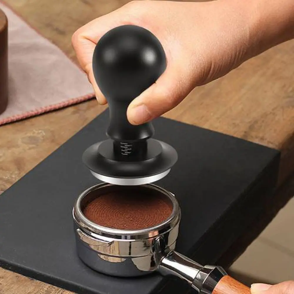 

51/53/58MM Coffee Tamper Spring Loaded Self-rebounding Coffee Leveler Flat/threaded Bottom Stainless Steel Base