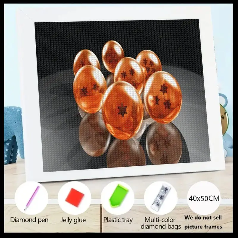 

1 шт. Dragon Ball Z аниме тематический 5D набор для алмазной живописи, полная дрель DIY Art с ярким дизайном Dragon Balls, большой 40x50 см Spark