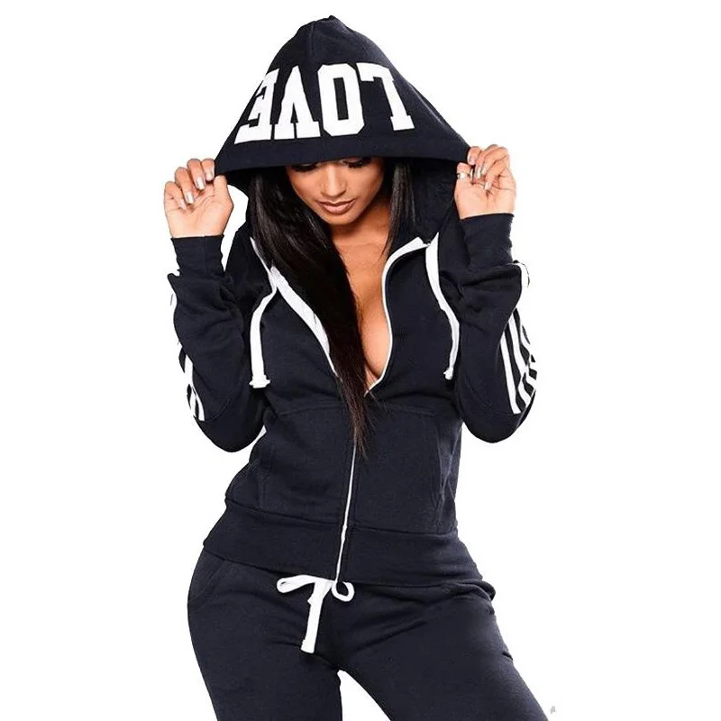 Fashion Women Track Suits Sports Wear Jogging Suits Hoodies+Sweatpants Slim Sweat Suits HoodiesSuits