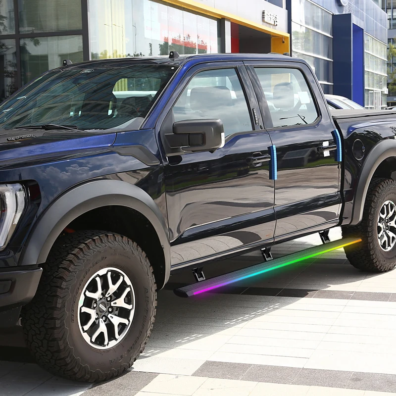 LED Colorful Lighting Electric Power Running Board Electric Side Steps for Ford Raptor F150 F550 2008-2025