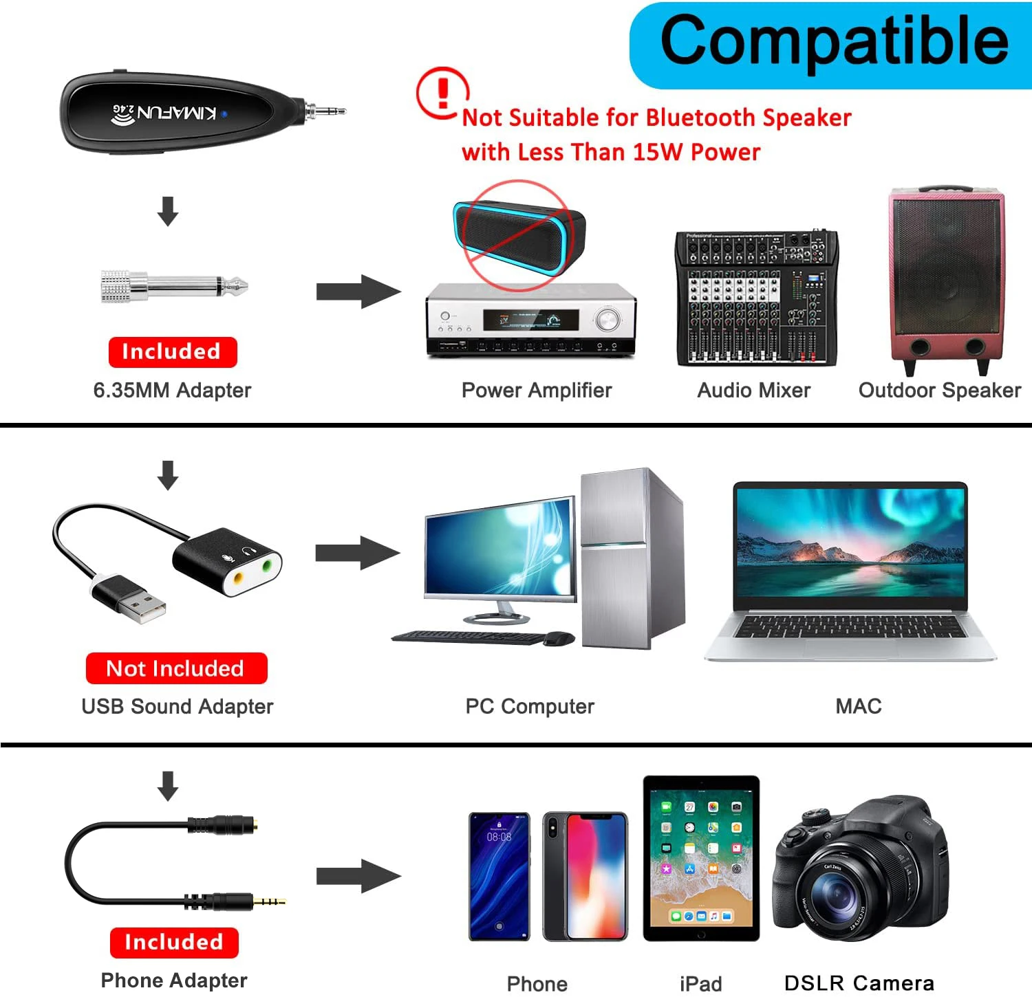 KIMAFUN 2.4G Wireless Mini Microphone Lavalier Lapel Mic Auto Paired Tie Clip Mic for Studio Recording,Vocals Voice Over,YouTube