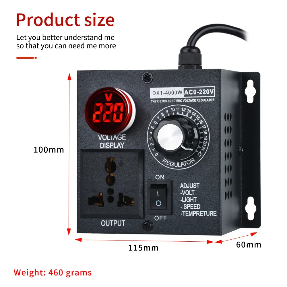AC220V 4000W High Power Voltage Governor Multi-function Dimmer Module Motor Speed Heat Lighting Adjustable Regulating Controller