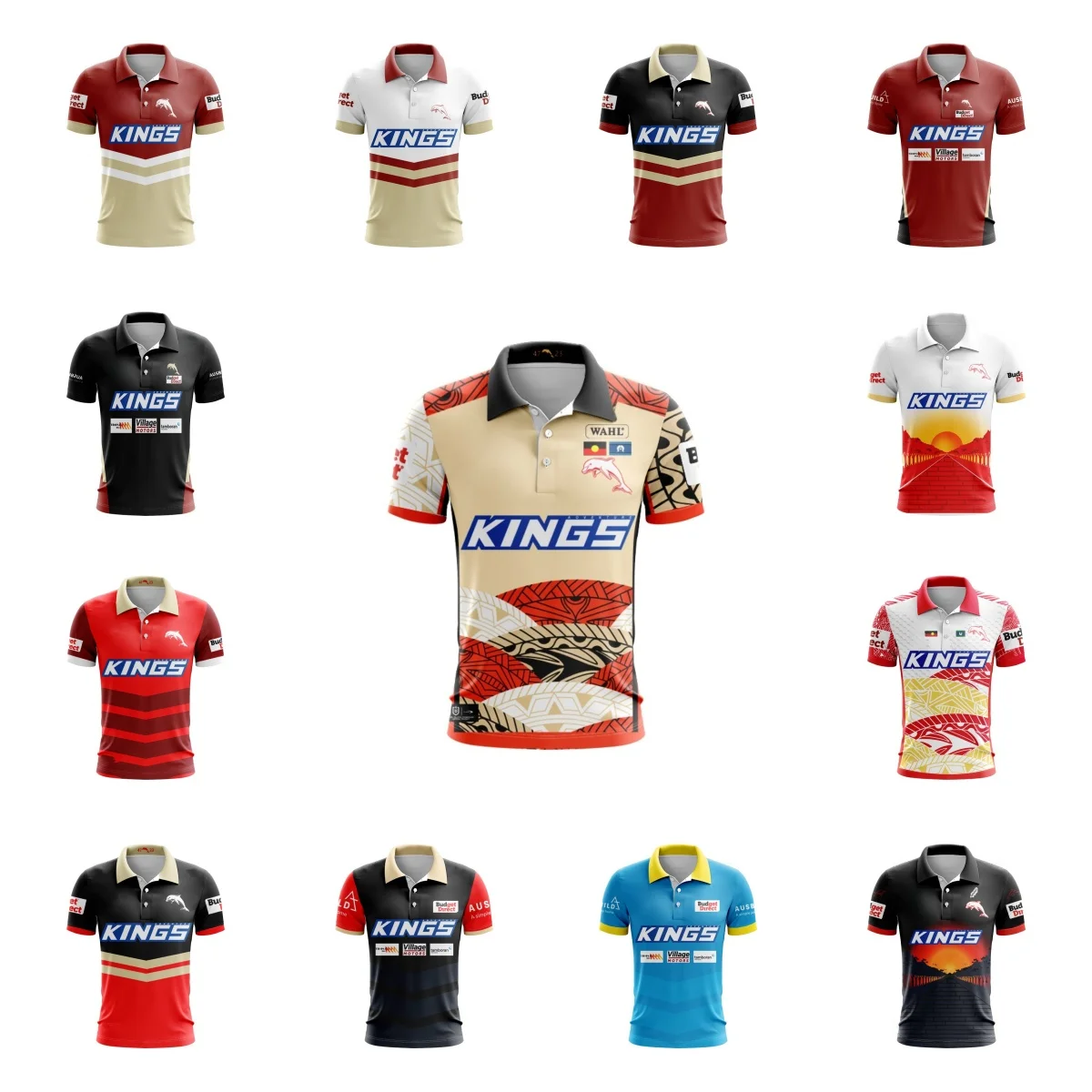 

Dolphins Home and Away Men's Rugby Jerseys 2025 Traditional Polo Jersey (Free Custom Name and Number)