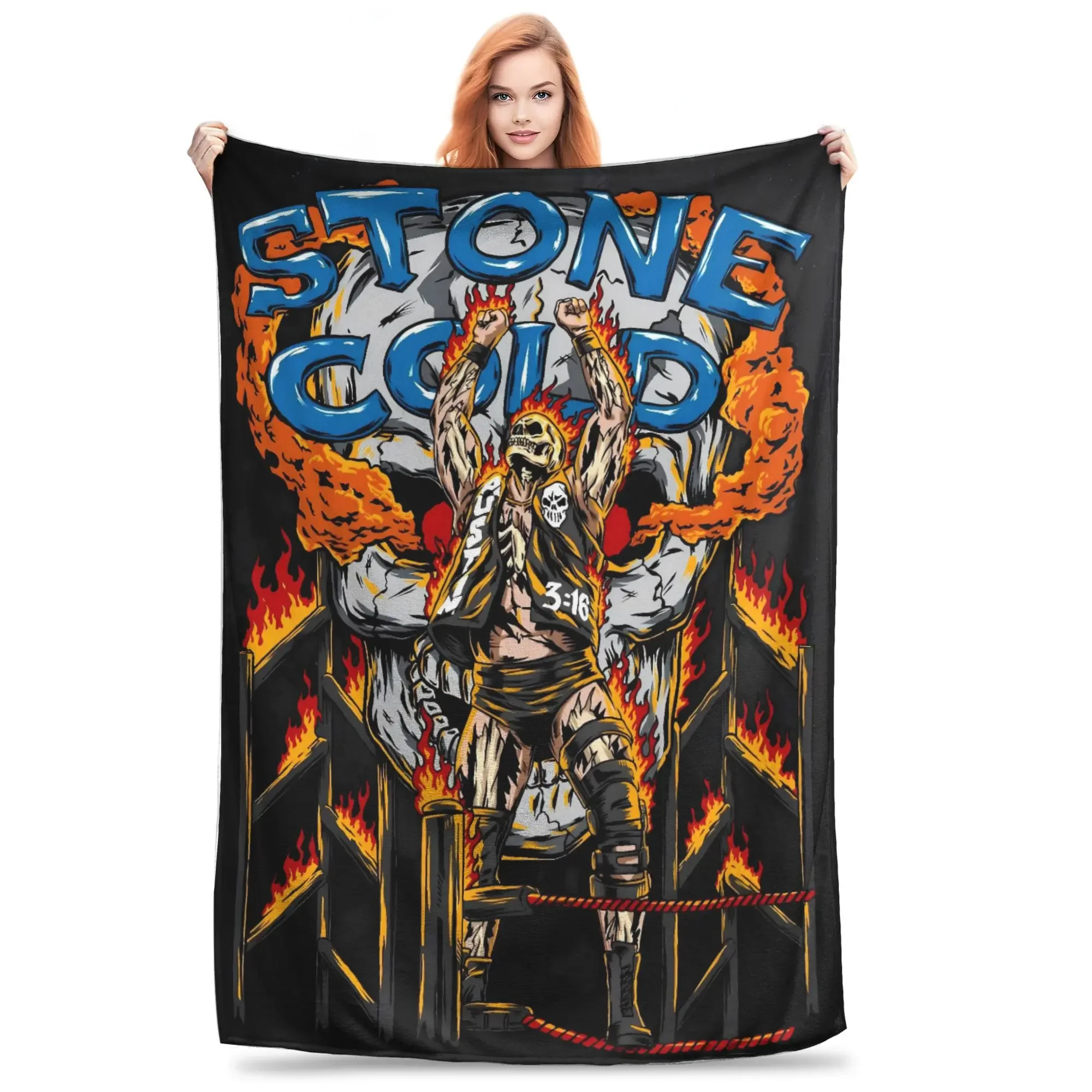 بطانية جيرسي ستون ستيف أوستن الباردة من الفلانيل، مفرش سرير دافئ ومريح للأريكة أو السرير، ديكور منزلي مثالي للأولاد والبنات