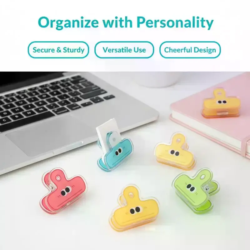Cute Cartoon Binder Clips Big Eye Design Vibrant Colors Paper Sorting School Stationery Office Supplies