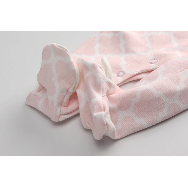 Kiddiezoom Fashion Cute Pink Rabbit Print long Sleeve Baby Girl Rompers Soft 100%Cotton Newborn Jumpsuits Infants Clothing