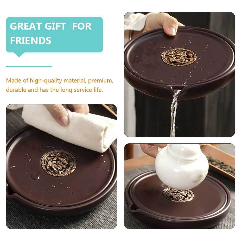 

1Pcs Electric Wood Tea Tray Chinese Retro Design Practical Tea Tray for Office Home Teapot Storage Teapot Mat