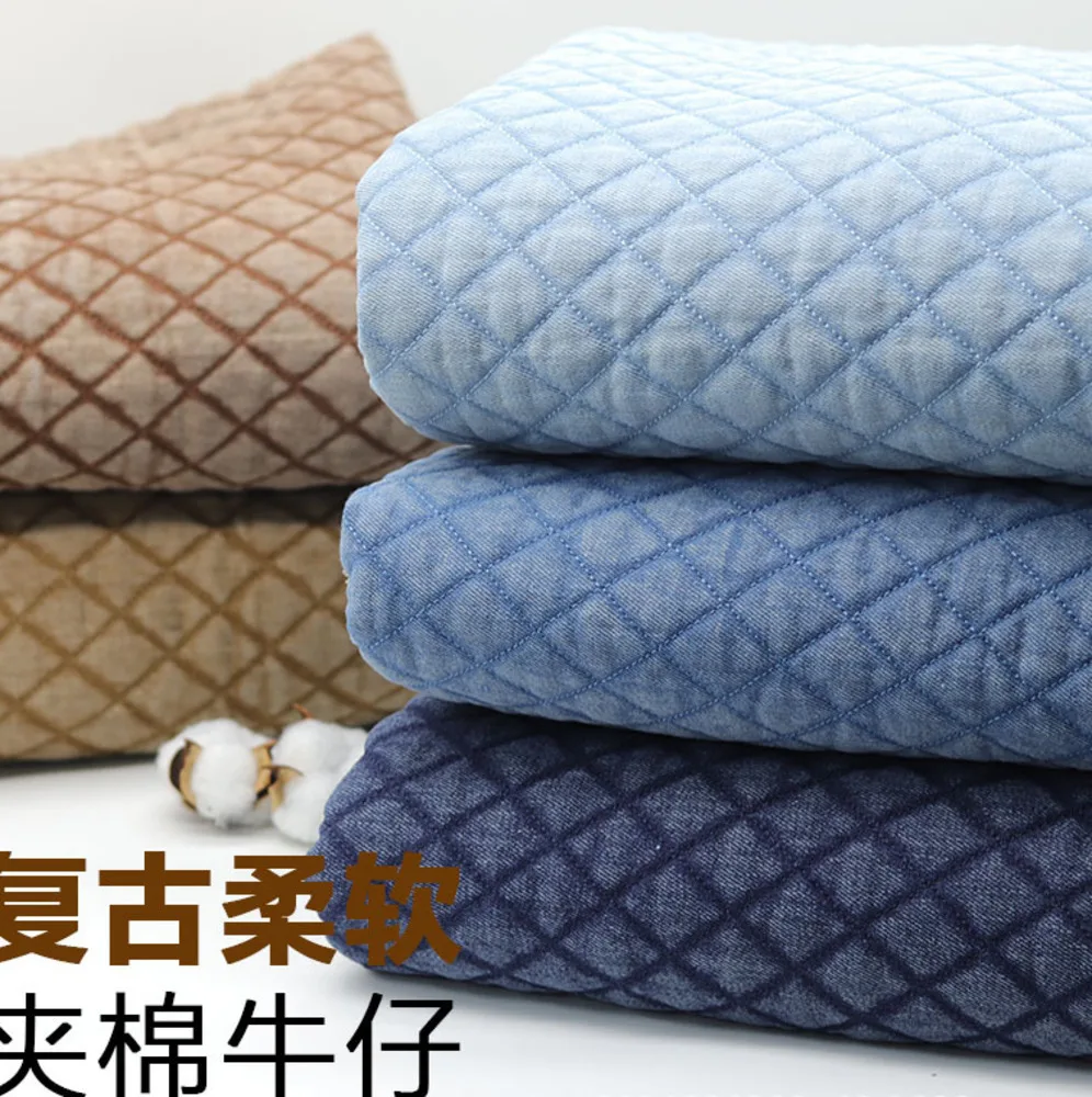 Autumn And Winter Quilted Cotton Padded Fabric Thickened Washed Denim Fabric DIY Clothing Bag Fabric