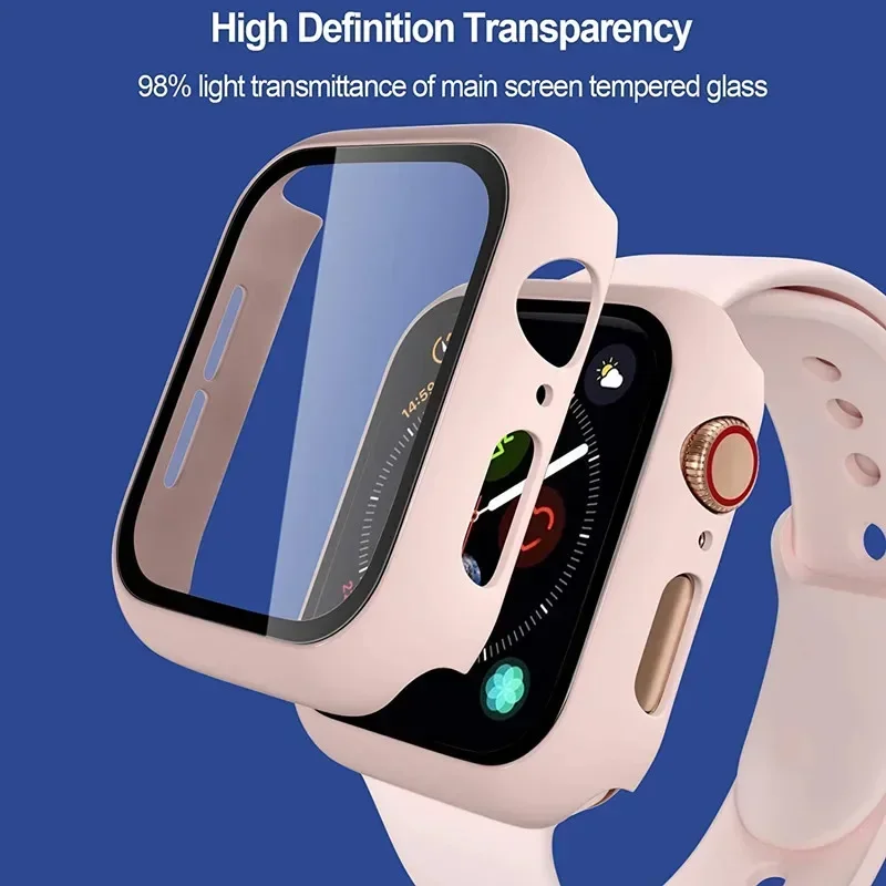 Vetro + custodia + cinturino per cinturino Apple Watch 44mm 41mm 45mm 40mm 38mm 42mm bracciale in Silicone serie iWatch 9 8 3 4 5 6 se 7 cinturini