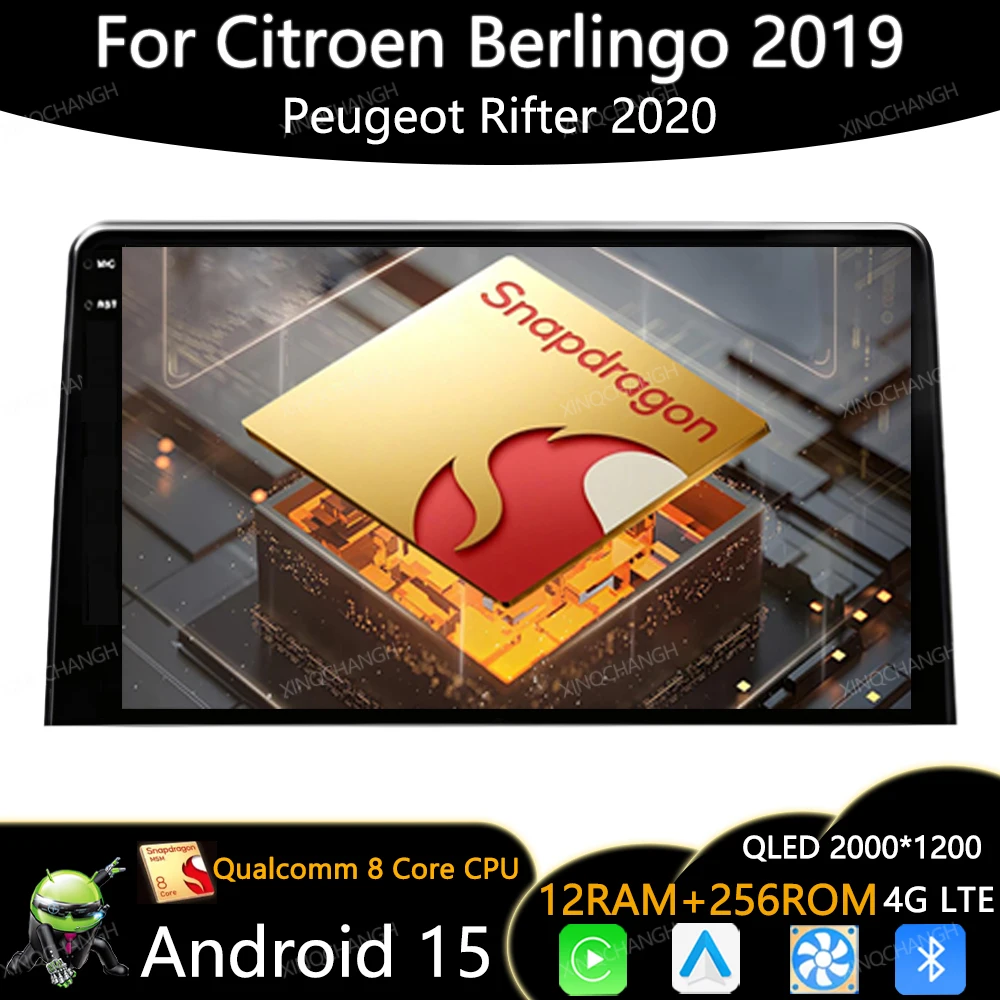 Android 15 Radio del coche para Citroen Berlingo 2019 Peugeot Partner para Peugeot Rifter 2020 para Opel Combo reproductor de vídeo Multimedia BT