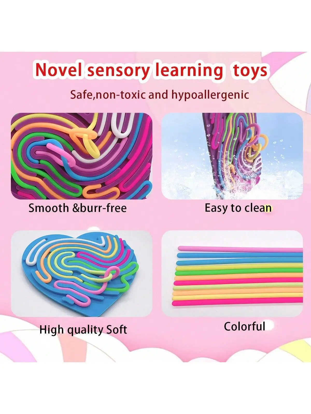 1Set Sensory Activity Board, Duble Sided Design Busy Board for Fine Motor Skill, Silicone Fidget Toy Adults for Travel