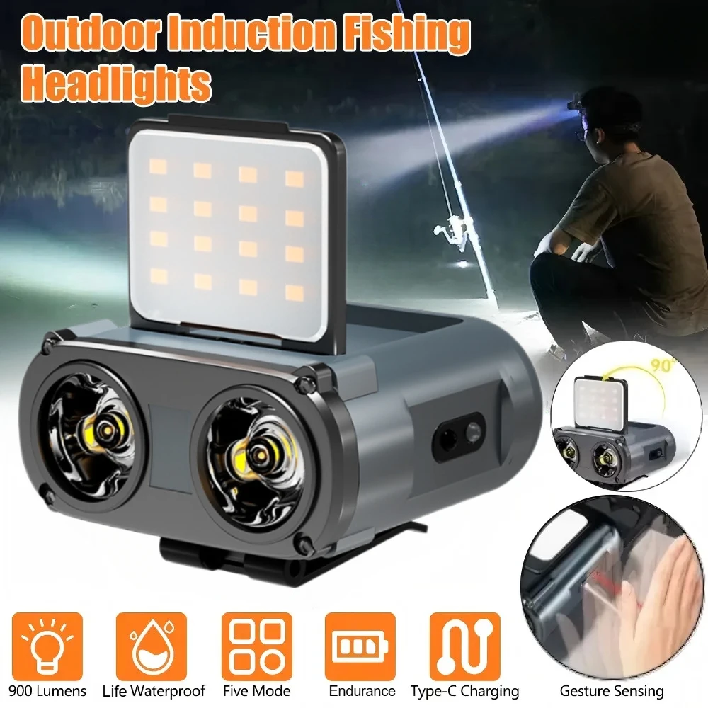 

Ultra Bright Rechargeable Headlamp LED Sensor Head Torch Clip on Cap Light Waterproof Flashlight Outdoor Camping Fishing Lamp