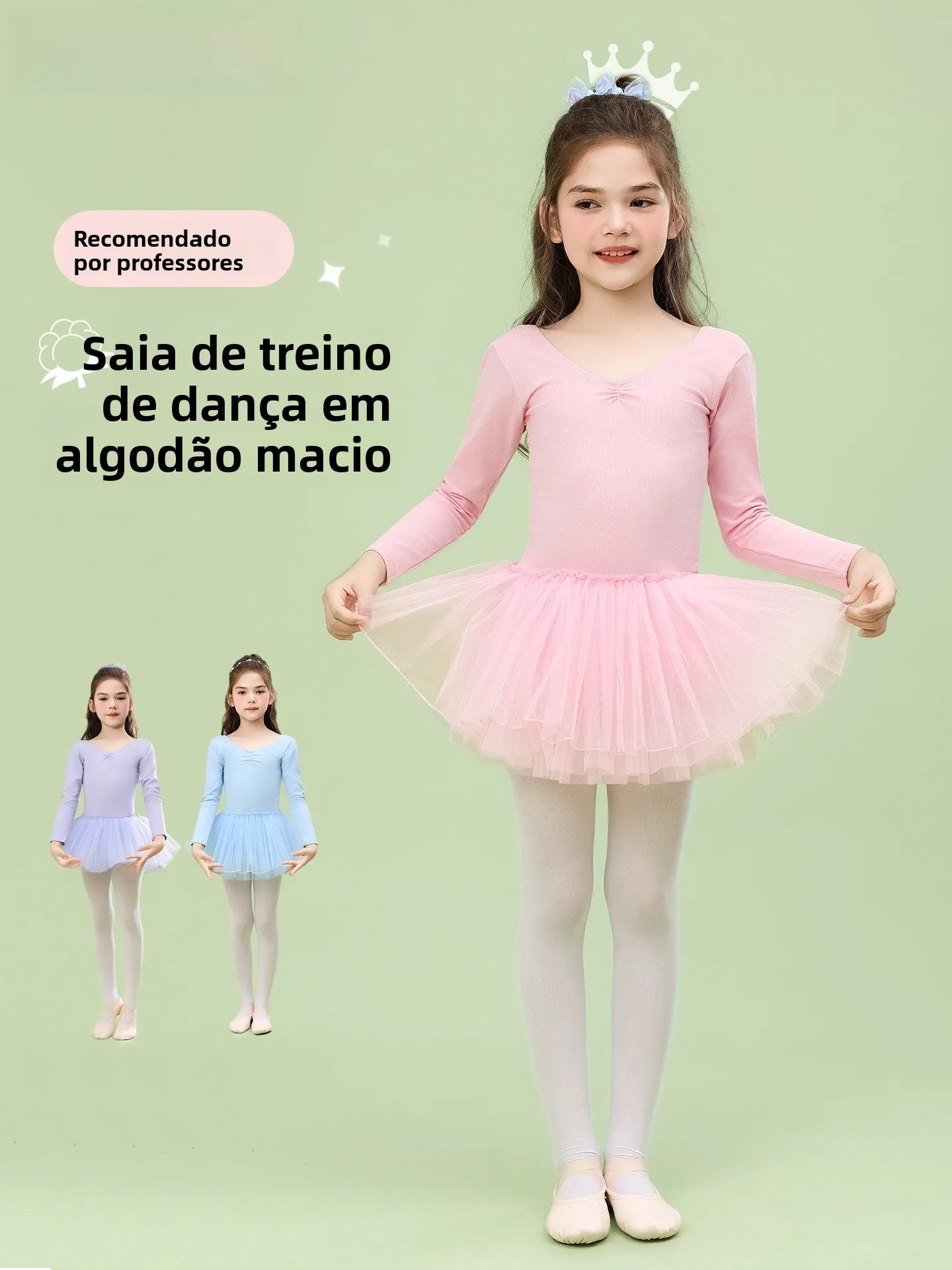 新しい子供用バレエダンススカート練習着長袖ピンクワンピースダンスガウン女性子供用バレエスカートトレーニングウェア