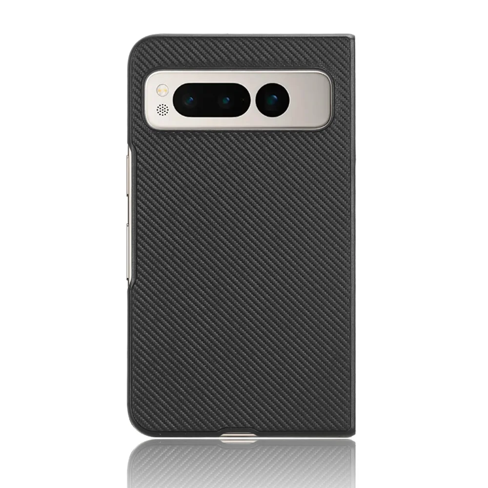 Luxury Fold Carbon Fiber Slim PU Leather and PC Back Cover For Google Pixel Fold 7.6 inch Fall prevention Solid color Phone Case