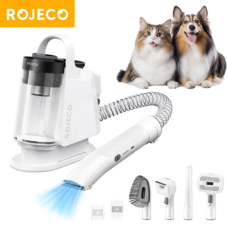 

ROJECO Pet Multifunction Grooming Vacuum Kit 5-IN-1 Smart Touch Portable Household Pet Vacuum Cleaner for Cat Dog Hair Groomer