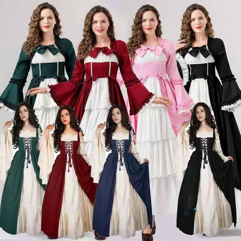 

Medieval Renaissance Vintage COS Dr loween Costume Court Queen Stage Performance Clothing Women's Ethnic Faion