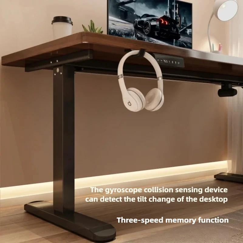 Solid Wood Electric Lifting Table, Intelligent Computer Table, Home Study Desk, Office Desk, Gaming Table, Bedroom Workbench