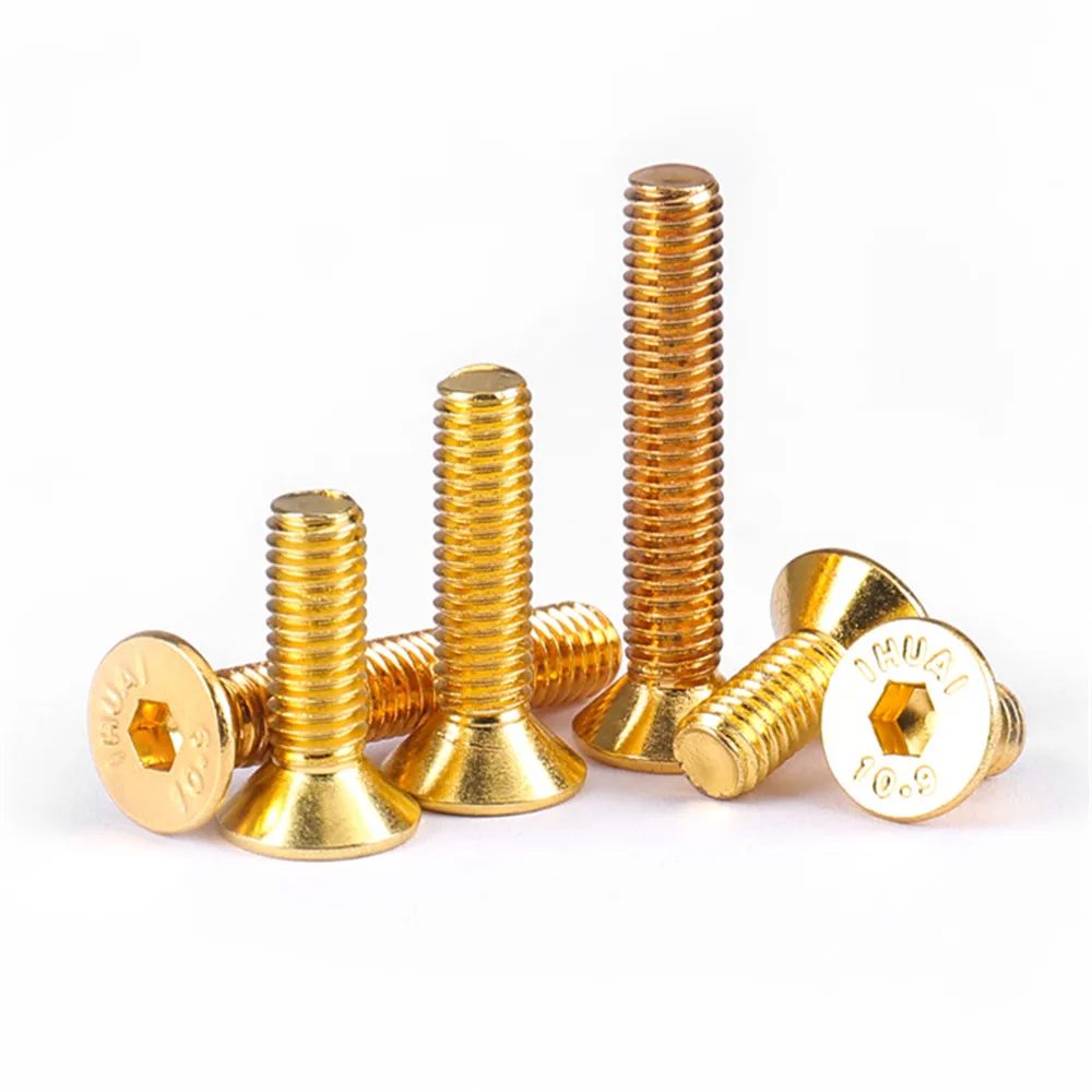 

M2 M2.5 M3 M4 M5 DIN7991 Countersunk Flat Head Hex Hexagon Socket Screws Alloy Steel Titanium Plating Gold Screw