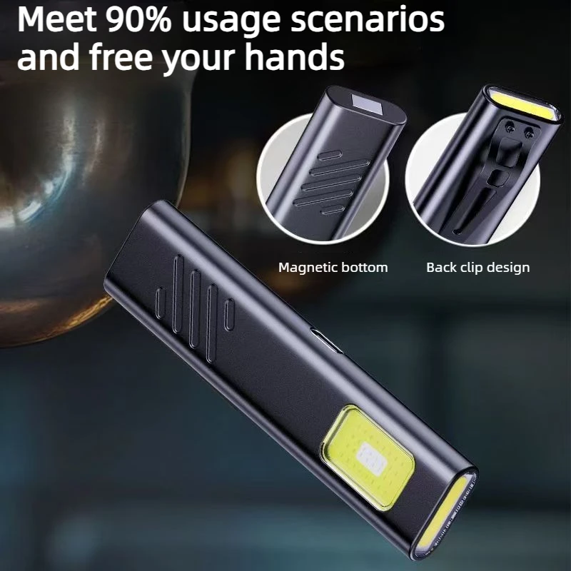 1/2 Pcs LED Keychain Flashlight Rechargeable 550LM Portable Mini Torch Pocket Lantern Flood Work Light With Magnet For Emergency