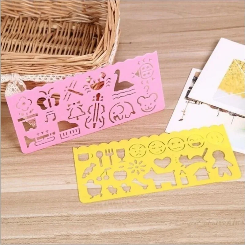 4Pcs/Set Stationery Candy Color Ruler Oppssed Drawing Template Office Painting Supplies Multifunction